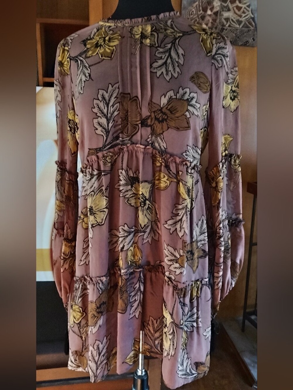 For love & Lemons Santa Rosa Silk Chiffon Mini Dress Size Medium